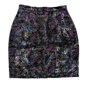 Vintage velour velvet floral pensil skirt size Medium B5
